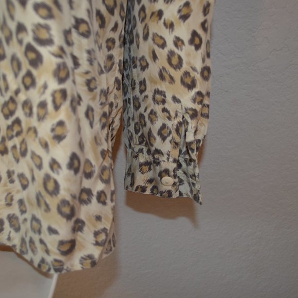 Sz S Anna & Frank Vintage Leopard 100% Silk Button Down Shirt - Picture 10 of 11